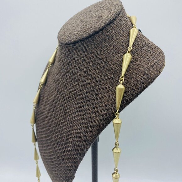 Lia Sophia RUMOR Cone Shaped Stations Matte Gold Tone Longer Necklace 40” - Picture 3 of 5
